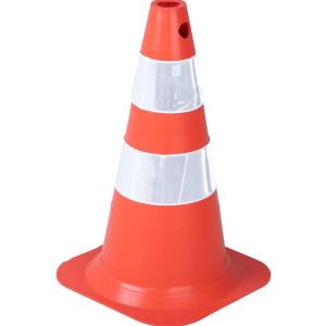 Cone de Sinalização com 50 cm Flexível Branco e Laranja em Pvc