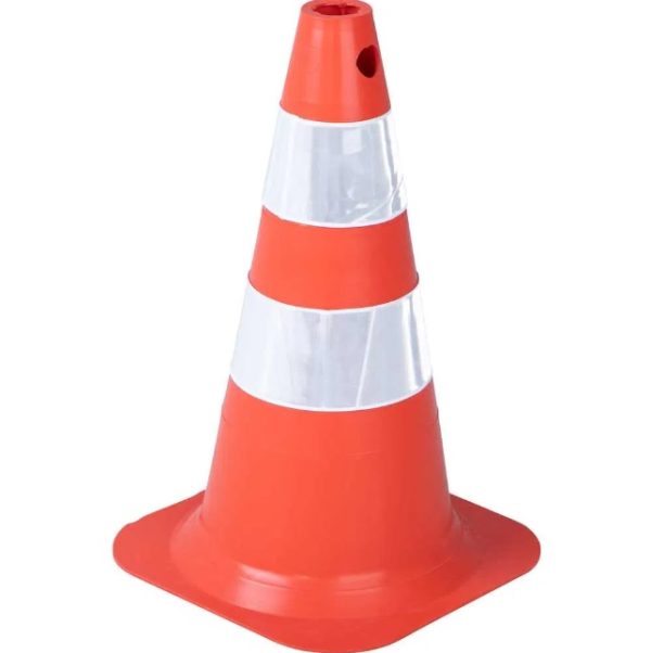 Cone de Sinalização com 50 cm Flexível Branco e Laranja em Pvc