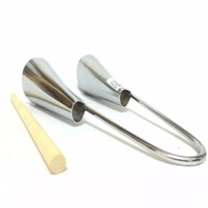 Agogô duplo médio cromado